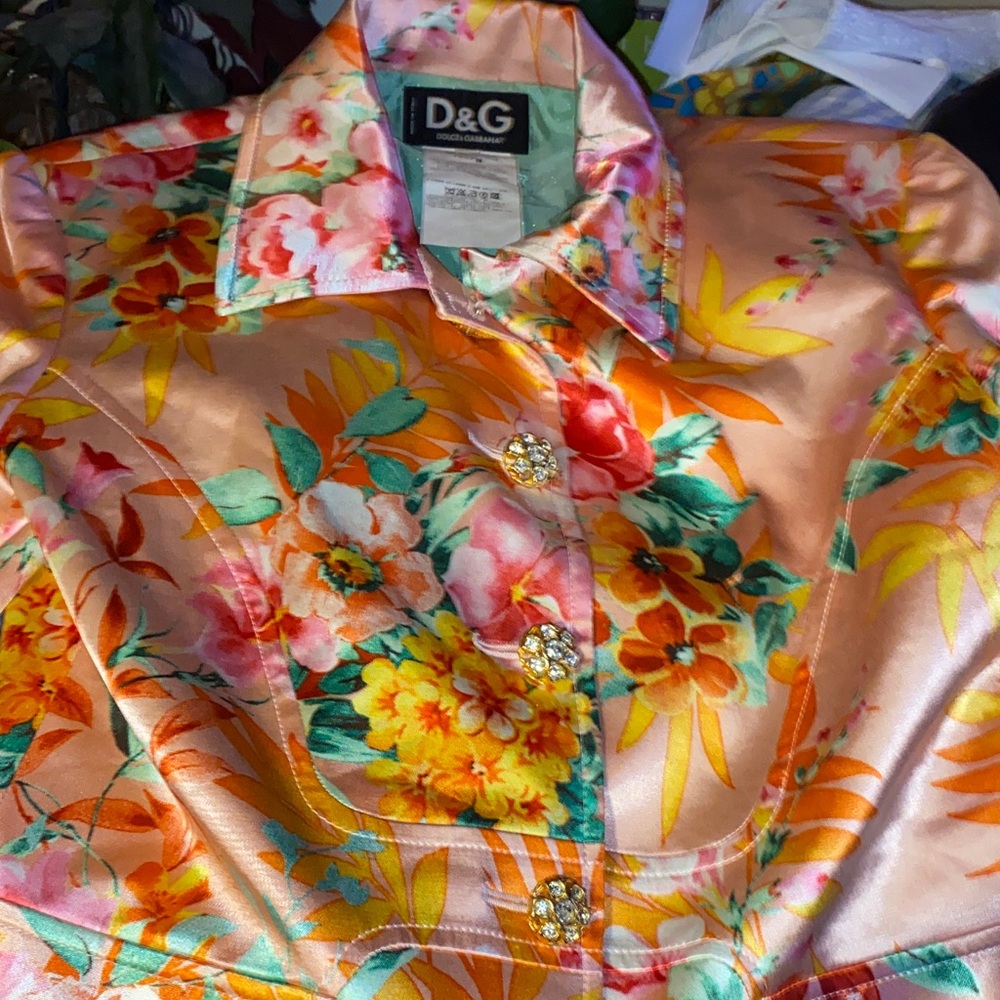 Dolce & Gabbana Multicolor Floral Satin Shirt